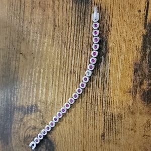 Silver with pink stones